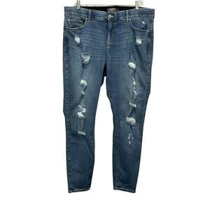Torrid Bombshell Skinny Jeans Women's Plus Sz 22T Blue Stretch Ripped Distressed